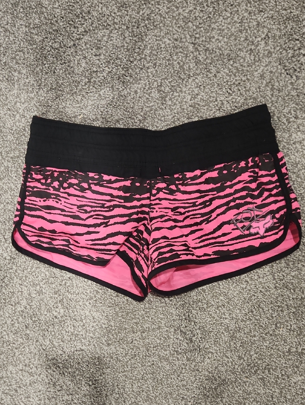 Y2k Fox Women's Hot Pink Zebra Athletic Shorts with Black Waistband